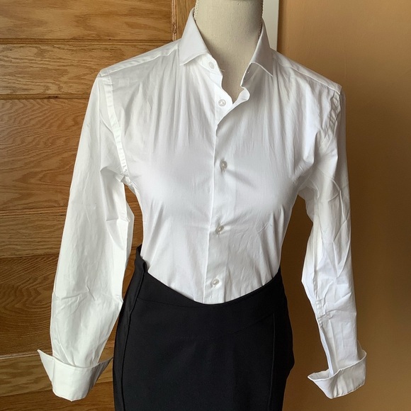 1670 Slim Fit Crisp White Dress Shirt Size 14 32/33 - Picture 2 of 10